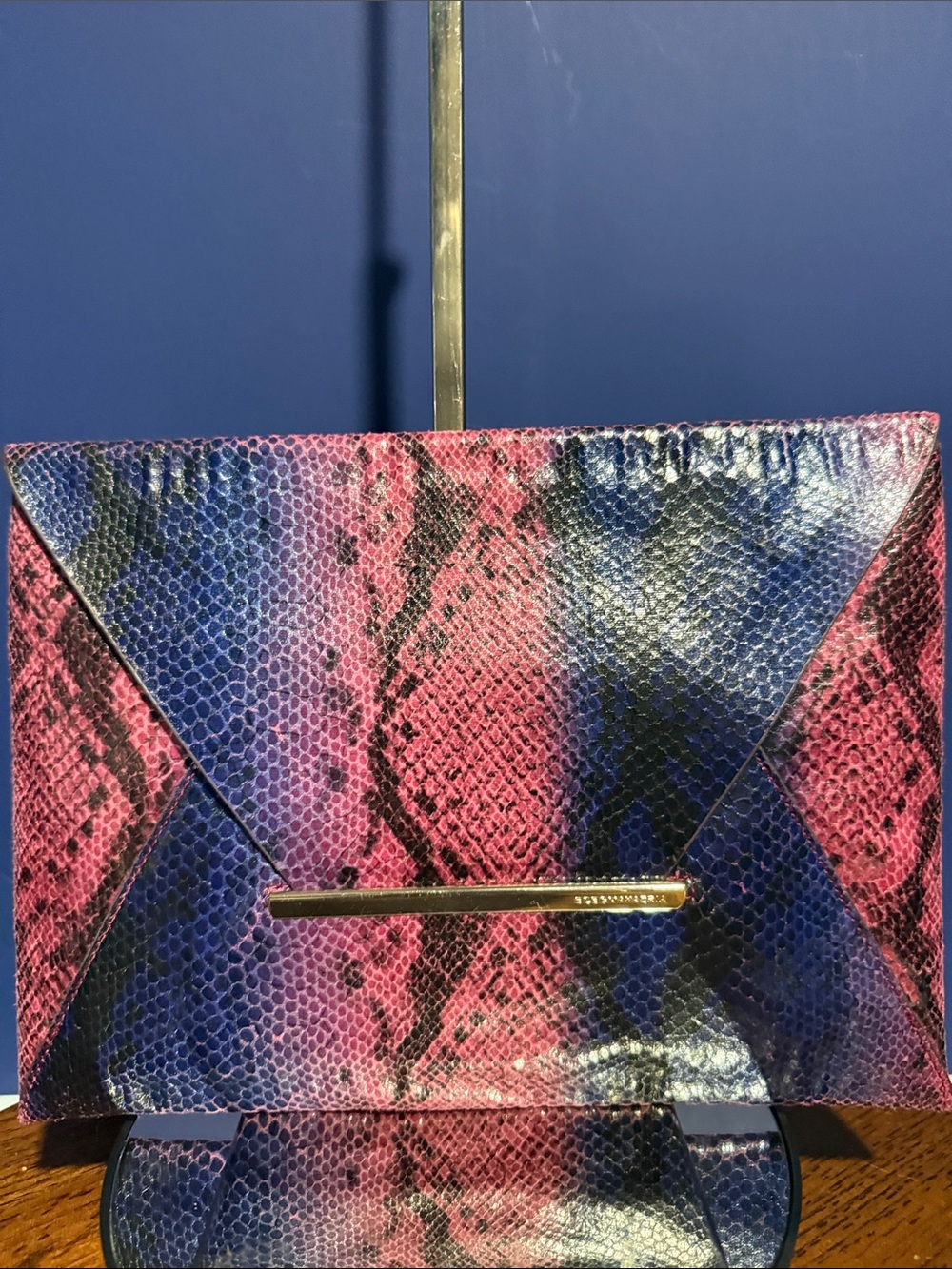 BCBGMAXAZRIA Llene Snakeskin Print Envelope Clutch
